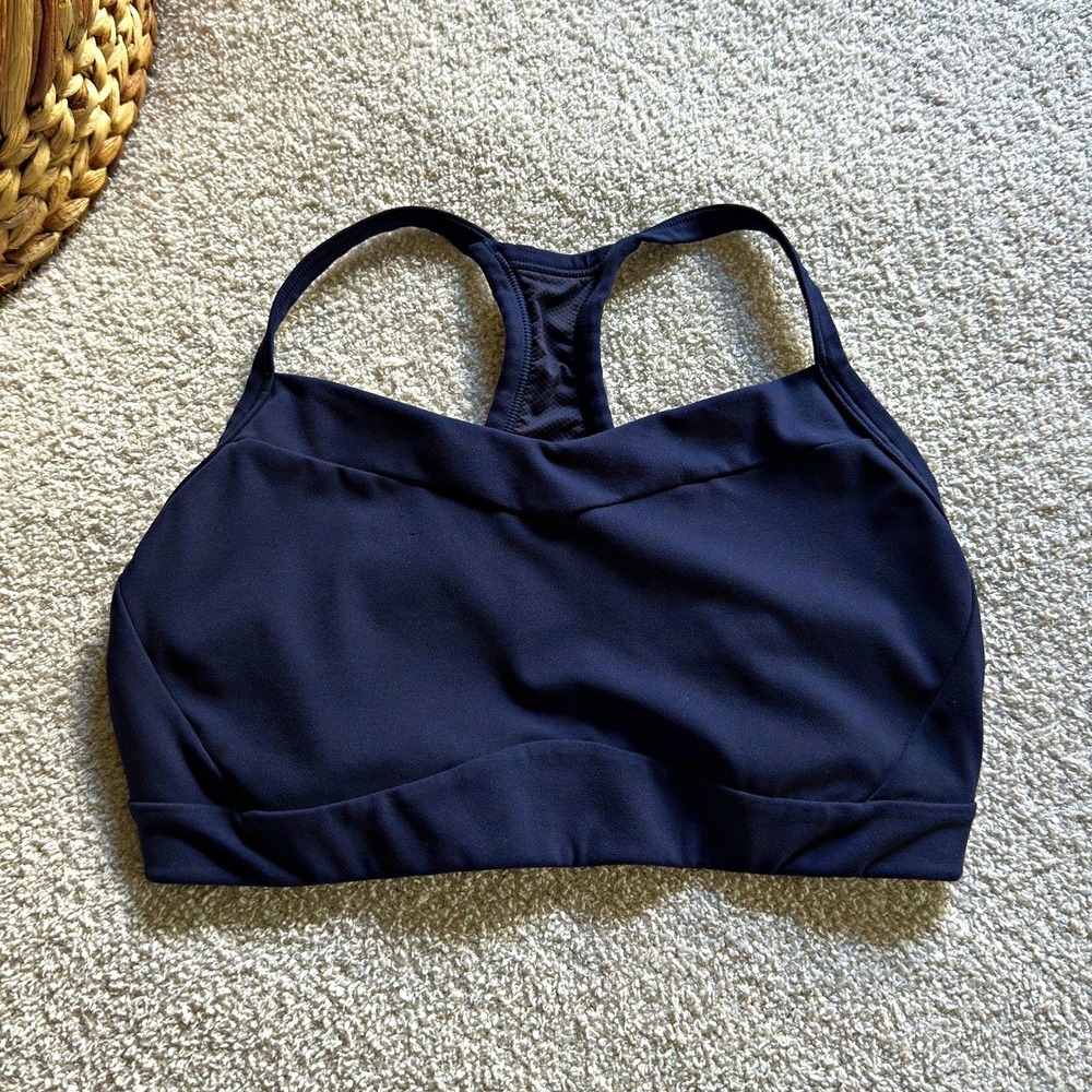 Athleta Women's Sports Bra Small Navy Blue Racerback Athletic Workout